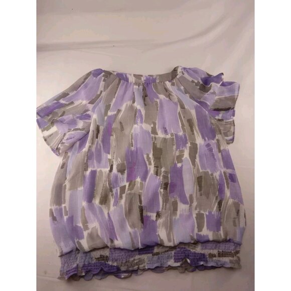 Alfred Dinner Womens Purple Green Geo Poly Top Size 10 - Picture 3 of 3
